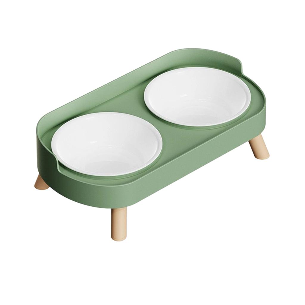 Elevated Pet Double Bowls For Cats & Dogs - -Spill, -Tip Plastic Food & Water Bowls With Neck Comfort Support