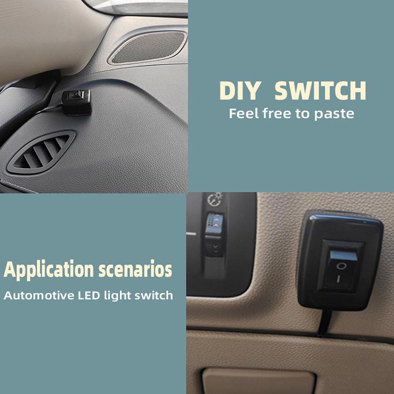 Dc 12V Universal Car Switch Paste Type Toggle Switch With Cable 60Cm For Drl