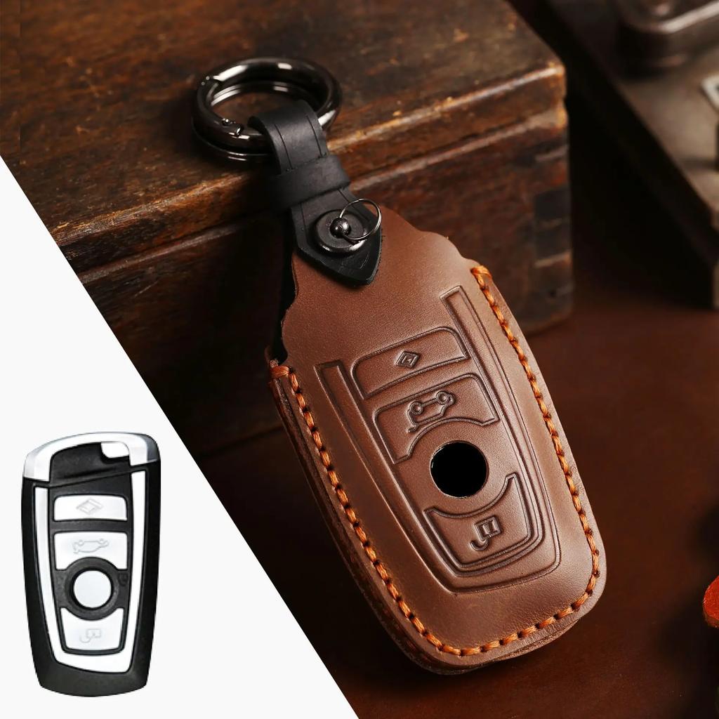 leather car key cover keychain holder case protector for BMW 520 F10 F30 F18 118i 320i 1 3 5 7 Series X3 F25 X4 M3 M5 Accessorie