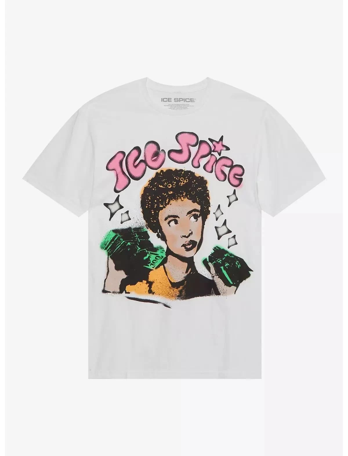 Ice Spice Money Pose Airbrush White T-Shirt LARGE New M