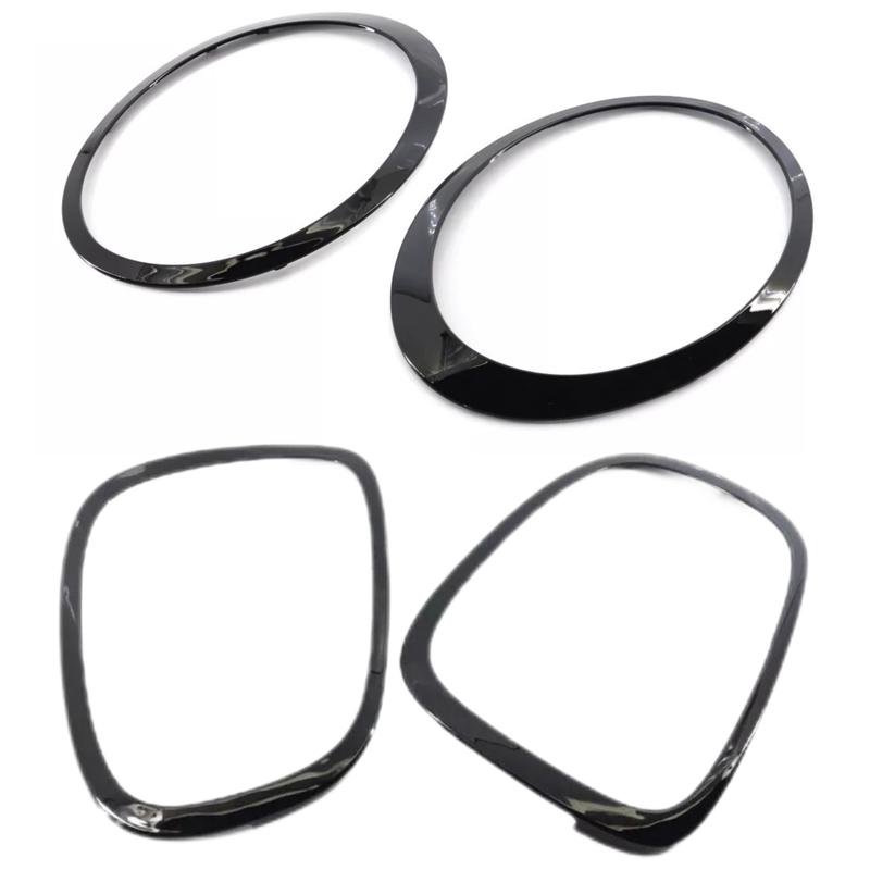 Headlamp Bezel Tail Light Trim Ring Glossy Black for Mini Cooper F55 F56 F57 with Tallation Tool