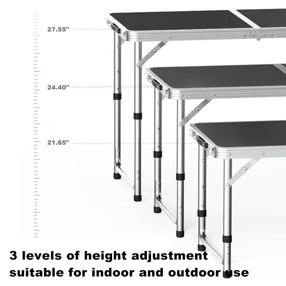 Small Foldable Table Lightweight Folding Table with Handle Folding Aluminum Camp Table for Indoor Outdoor Patio Backyard Parties