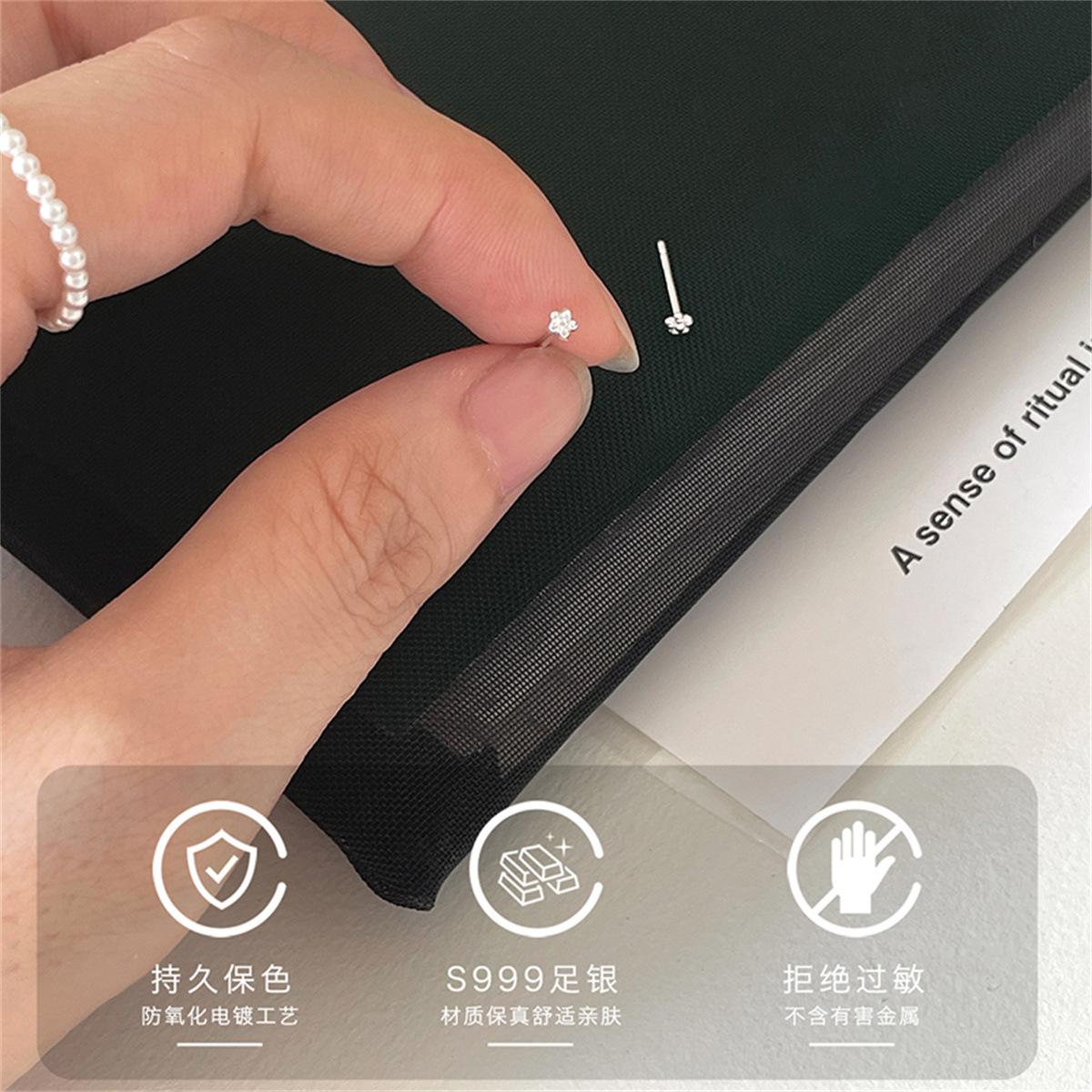 

Серьги-гвоздики Lucky Grass из стерлингового серебра 999 пробы, легкие, роскошные, нишевые, в форме ключа к уху, изысканные, мини-серьги-гвоздики в форме цветка 999 silver