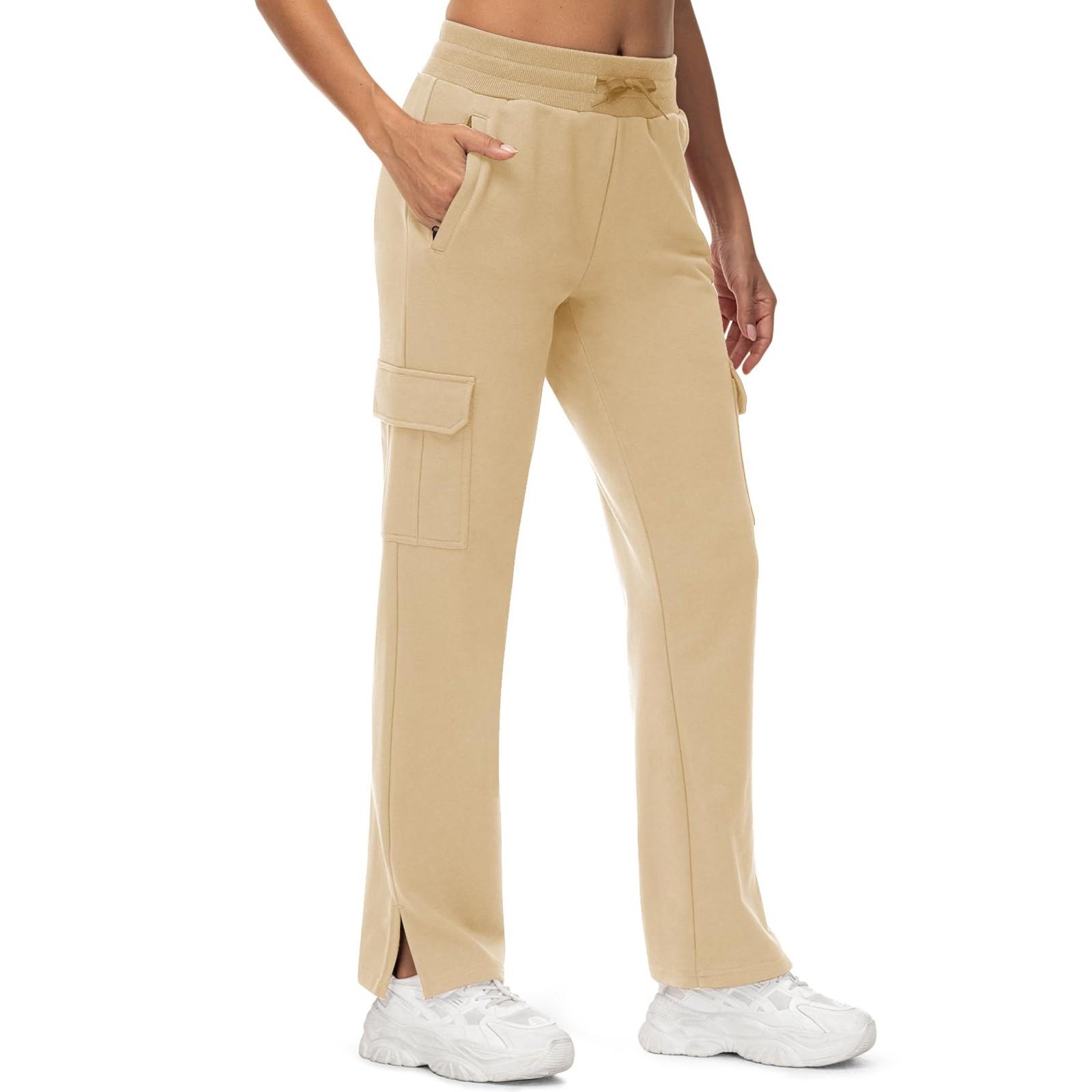 

Женские спортивные брюки с высокой талией и карманами, спортивные брюки, однотонные повседневные брюки S хаки