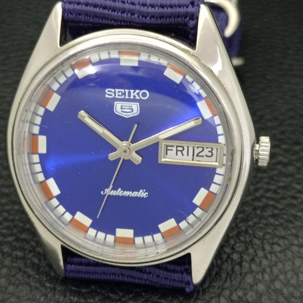 SEIKO 5 AUTOMATIC VINTAGE 6309A JAPAN MENS BLUE COLOR DIAL WATCH a701240-5 R206a-a701240