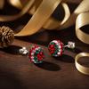 Sparkling Santa Hat Earrings Red Enamel Rhinestone Ball Earrings Christmas Stud Earrings  Daily