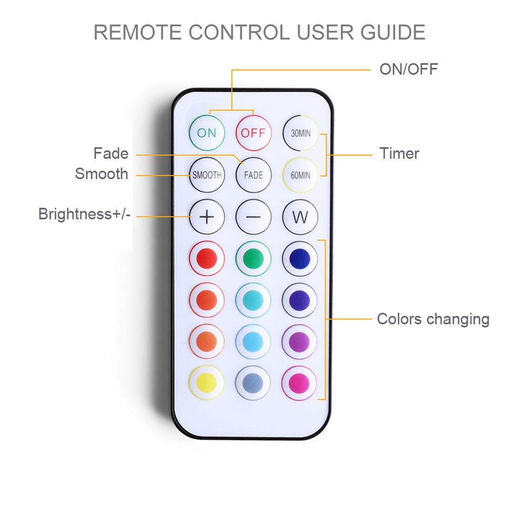 USB Rechargeable LED Puck Light  RGB Color  3 Lamps  1 Remote and Timer  Holiday Fairy Decoration for Bedroom Foyer  86mm