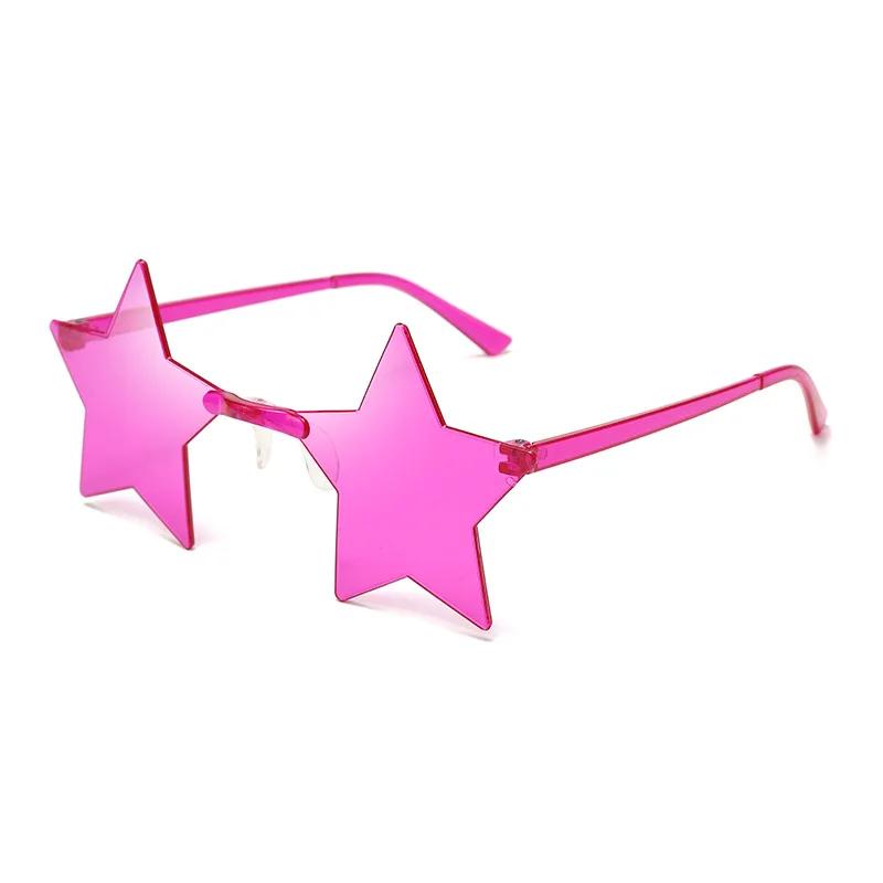 Star Shape Sun Eyeglasses Ultra Light Funny Pentagram Candy Colors Eyewear Decoration Party Rimless Sunglasses UV400 Gafas De Sol