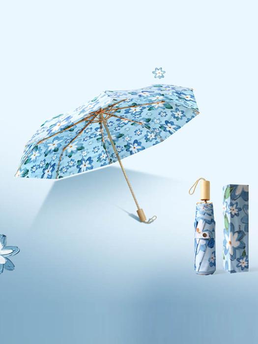 mybrella Isley Cozy 3-Stage Manual Double-Sided Umbrella / Blue Orchid (Wood) Blue Orchid (Wood)