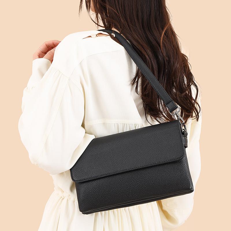 00% Genuine Leather Handbag Luxury Fashion Women Shoulder Messenger Bag Solid Color Cowhide Sac Fashion Female Crossbody Tote