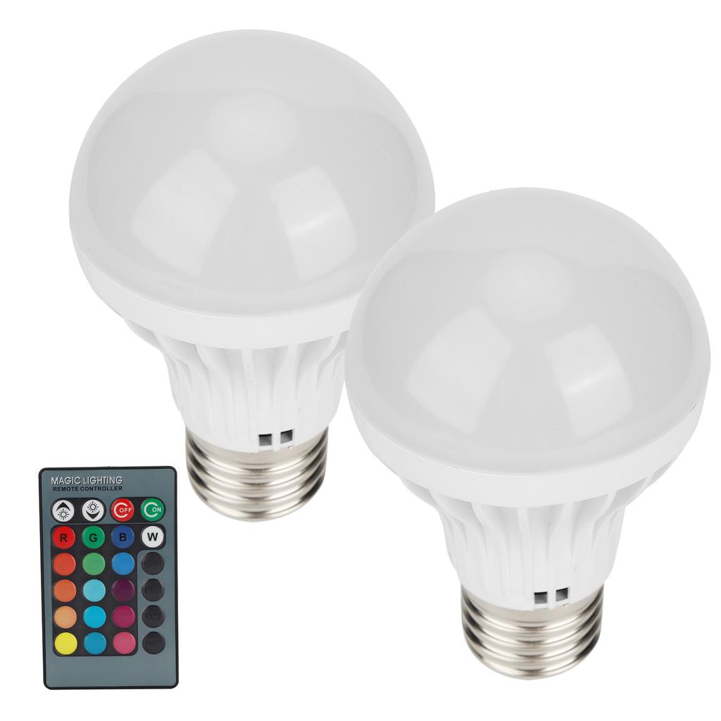 2Pcs E27 3W RGB Bulb Lamp Color Changing Bulb Light Home Lighting with Remote Control 85V‑265V