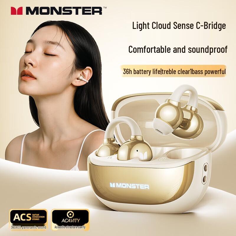 Monster Maxstar MQT58 Open-Ear Clip True Wireless Earbuds