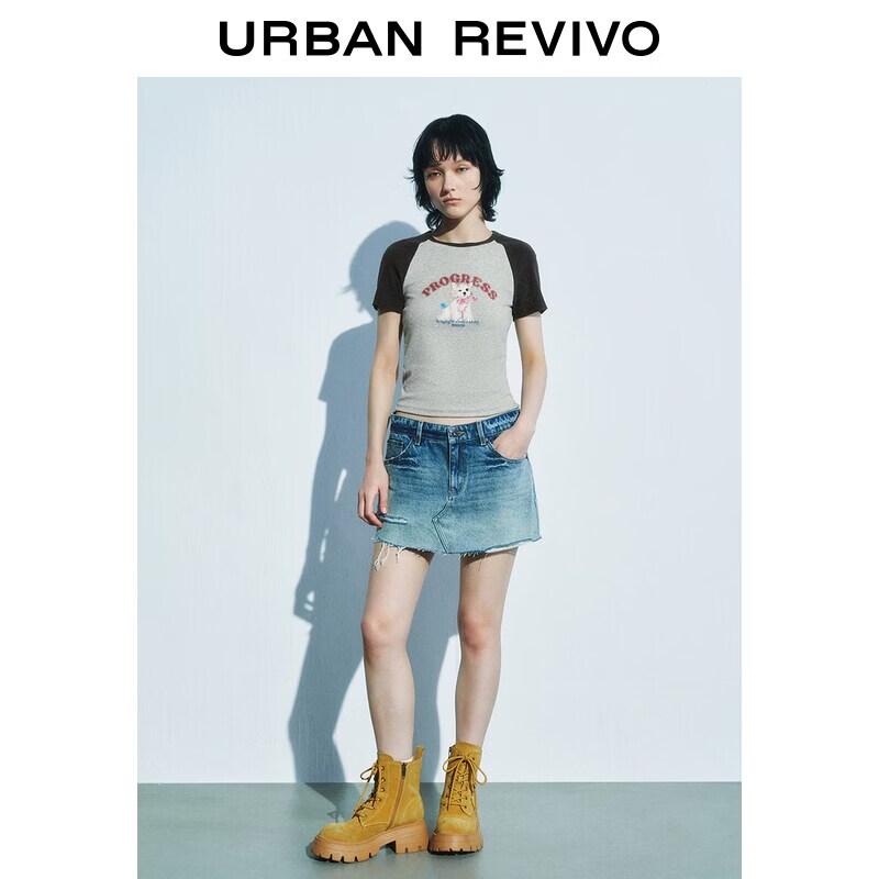 UR2026 Women s Casual Print Color Block T-Shirt L
