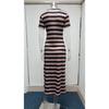 Women's Dress Short-sleeved V-neck Loose Striped Print Slit Long Dress