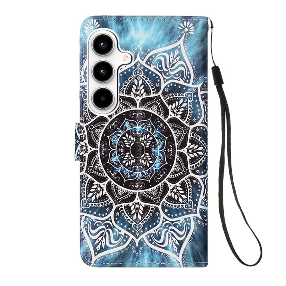 For Samsung Galaxy A35 5G Leather Case with Strap and Card Holder Pattern Printing Phone Stand Cover