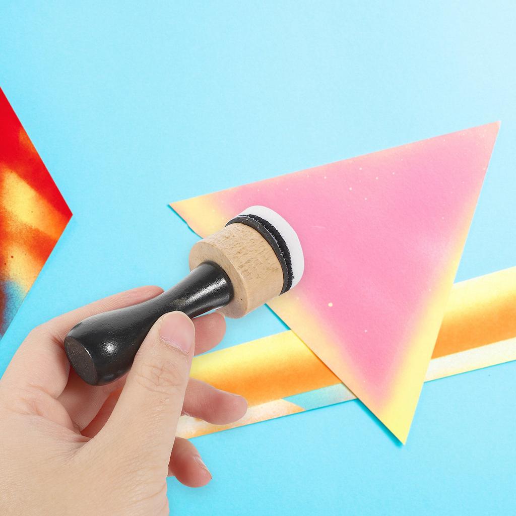 1Set Mini Ink Blending Tool with Replaceable Sponge Wooden Handle Soft Sponge Brush for Paper Crafting Card Making Painting