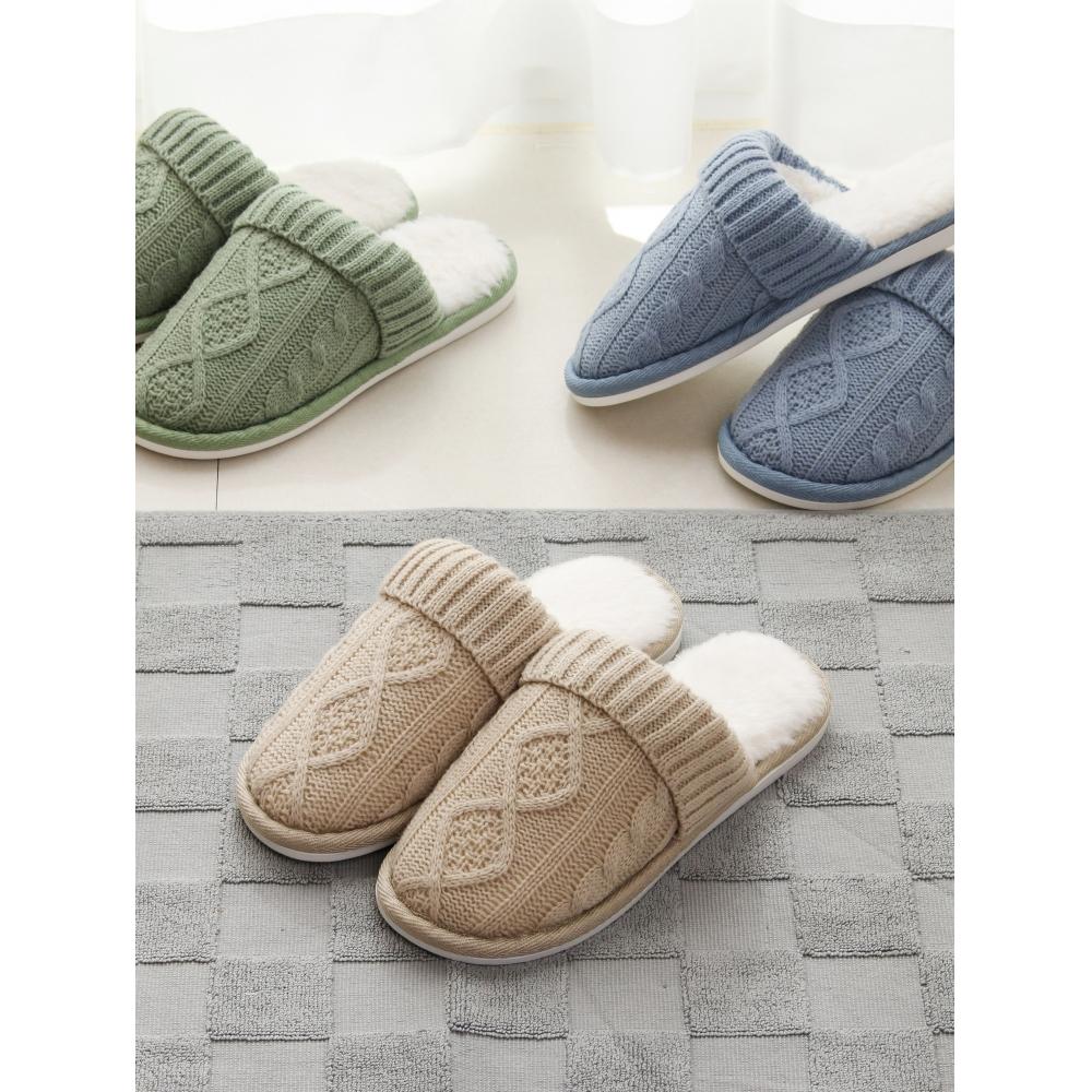 Daiso Winter Together Woven Fabric Winter Living Room Shoes beige