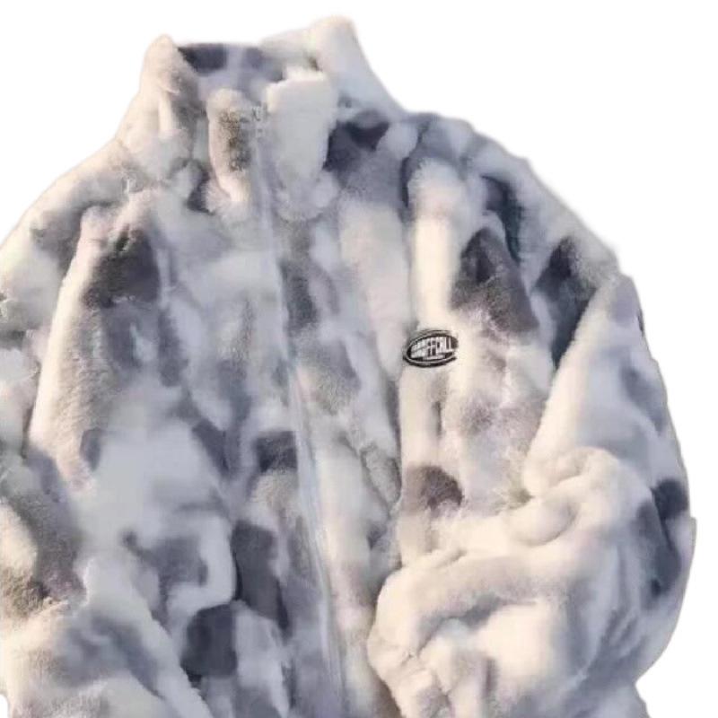 Women's Trendy Tie-Dye Lambswool Coat - High-End Feel, Thick & Loose, 2024 Winter Collection