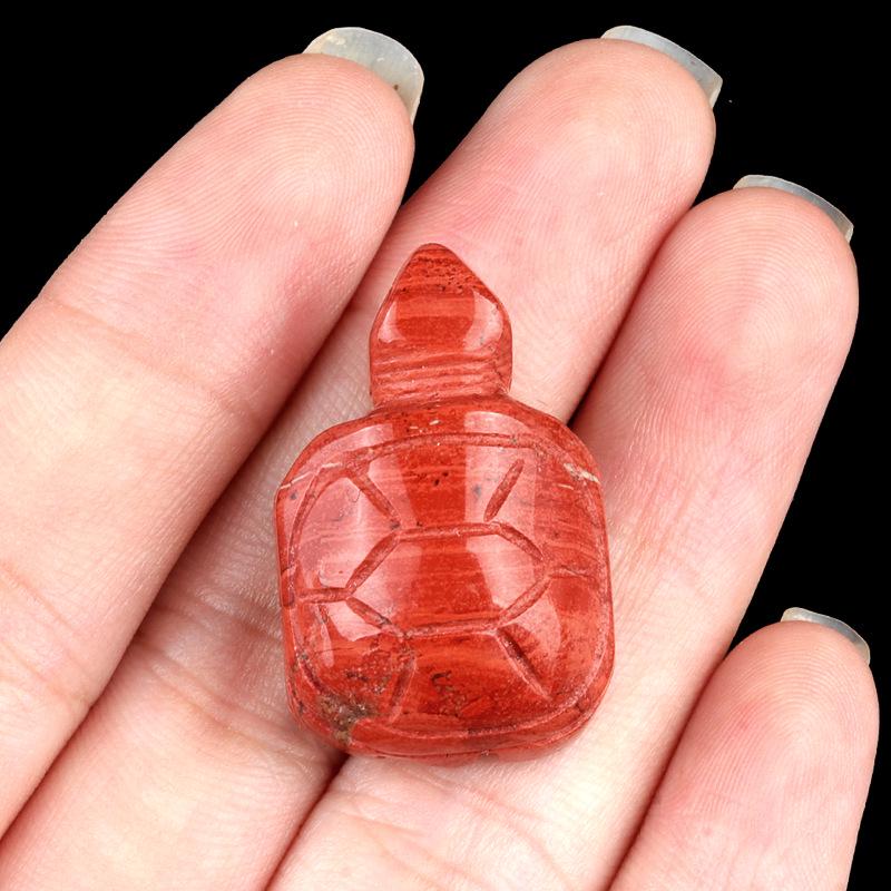 Turtle Crystal Agate Miniature: Hand-Carved Semi-Precious Stone Ornament