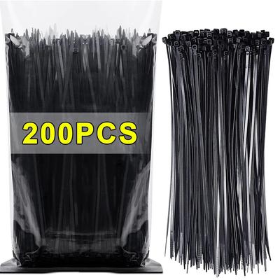 200/100 Stück Nylon-Kabelbinder, verstellbar, selbstsichernde Kabelbinder, Befestigungsschlaufe, wiederverwendbare Kunststoff-Kabelbinder für Zuhause und Büro