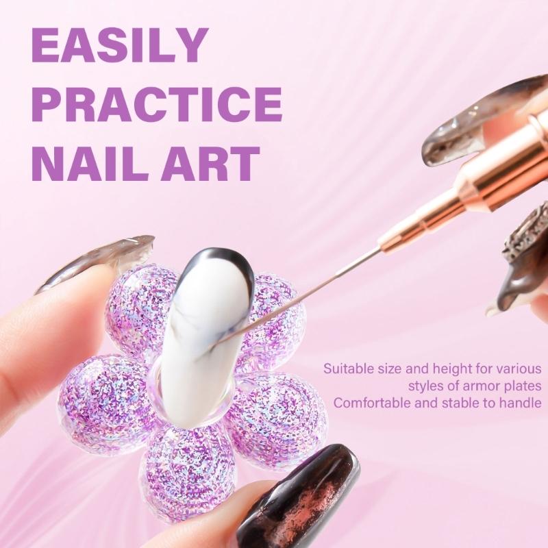 Flower Shape Nail Art Practice Stand Nail Holder Magnetic Practice Nail Stand False Nail Holder for Display Painting