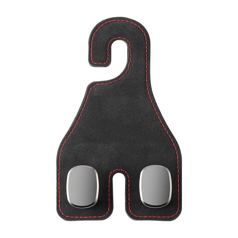 Quality Car Headrest Hook Premium Suede Rear Seat Hanging Dual Hook 25KG Large Load-Bearing Alloy Hook Hanger Universal