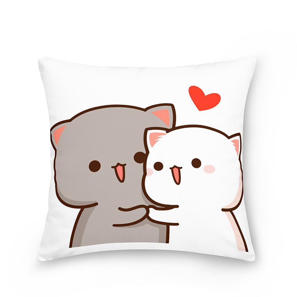 Home Peach Cat Cushion Cover Pillowcase Sofa Car Pillowcase Christmas Decoration Bedroom Living Room Pillowcase