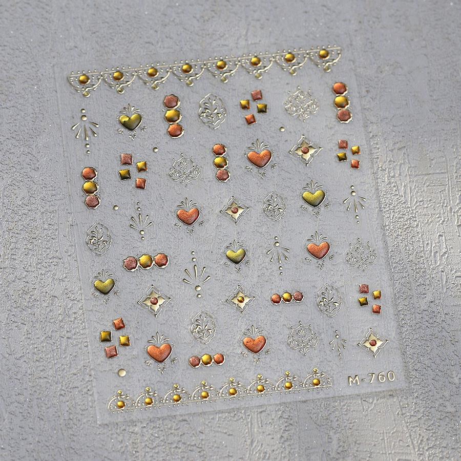 1pcs New 5D Bronzing Punk Moon Nail Art Charms Gothic Star Adhesive Slider Press on Nail Decoration Decals Accessories DIY