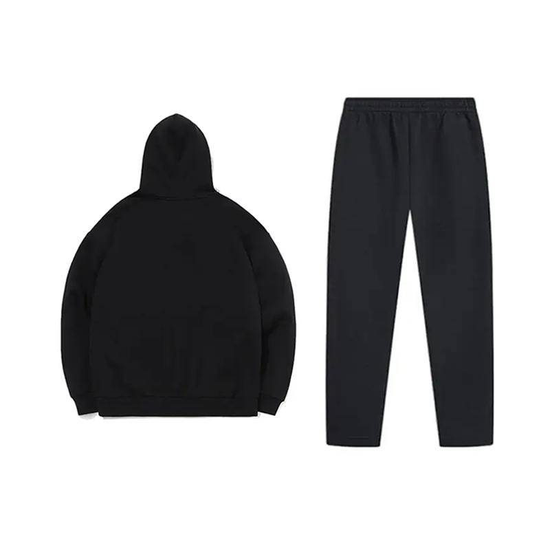 Li Ning Logo Fashion Print Loose Fleece Warm Comfortable Versatile Hooded Sweatshirt Long Sleeve Casual Sports Suit YWDV375-3-AKL75-5