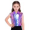 Chaleco de Hip Hop Unisex para Niños: Chaqueta Metálica sin Mangas con Cremallera y Cuello de Solapa para Actuaciones en Escenario y Fiestas