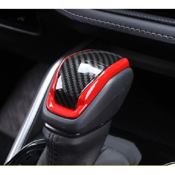 Carbon &Red Gear Shift Knob Molding Cover Trim For -2025 Highlander Toyota