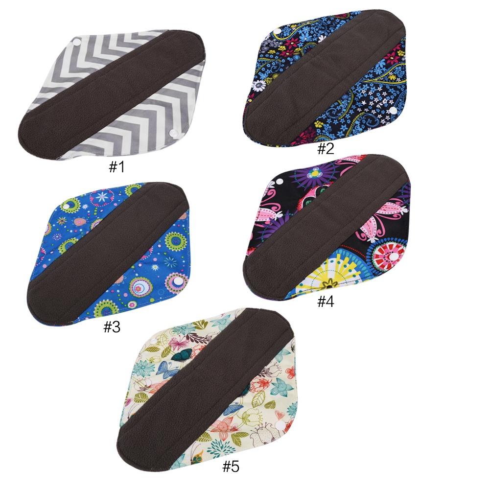 1PC Charcoal Bamboo Cloth Reusable Washable Menstrual Pads Mama Sanitary Panty Towel 5 Colors
