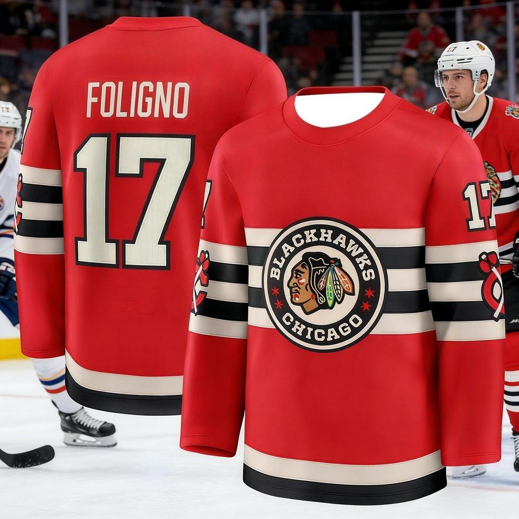 Chicago Best-selling Unisex Ice Hockey Sportswear Fan Classic Style Shirt 3D Printout Breathable Quick-Drying Long Sleeve