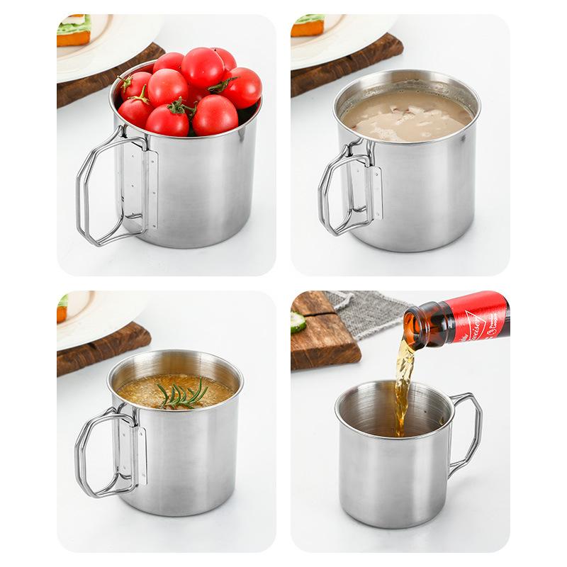 

Портативна складана чашка для кемпінгу на відкритому повітрі з ручкою 8,5 см One Size срібний