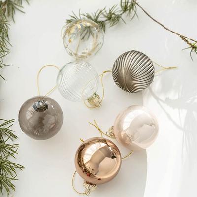 6pcs Glass Christmas Ball Set Creative Delicate Christmas Tree Pendant 6cm Painted Hanging Ornament Background Layout