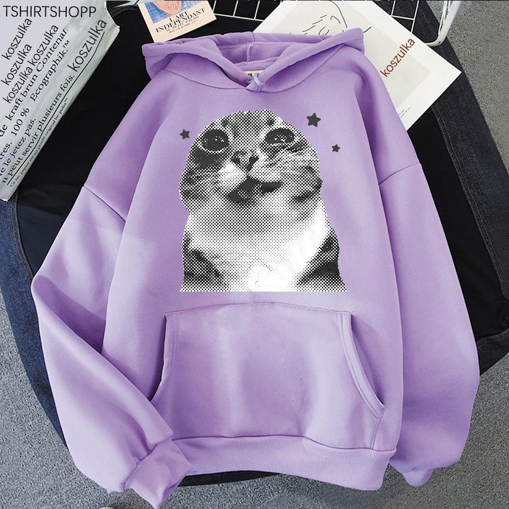 Y2k Funny Cat Meme Hoodie Kawaii Women/men Hoodies Autumn Winter Clothes for Day Gifts Aesthetic Sweatshirt Vintage