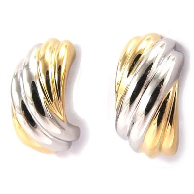 [K1057] - 2-tone 'Choreography' Gold Plated Hoop Earrings