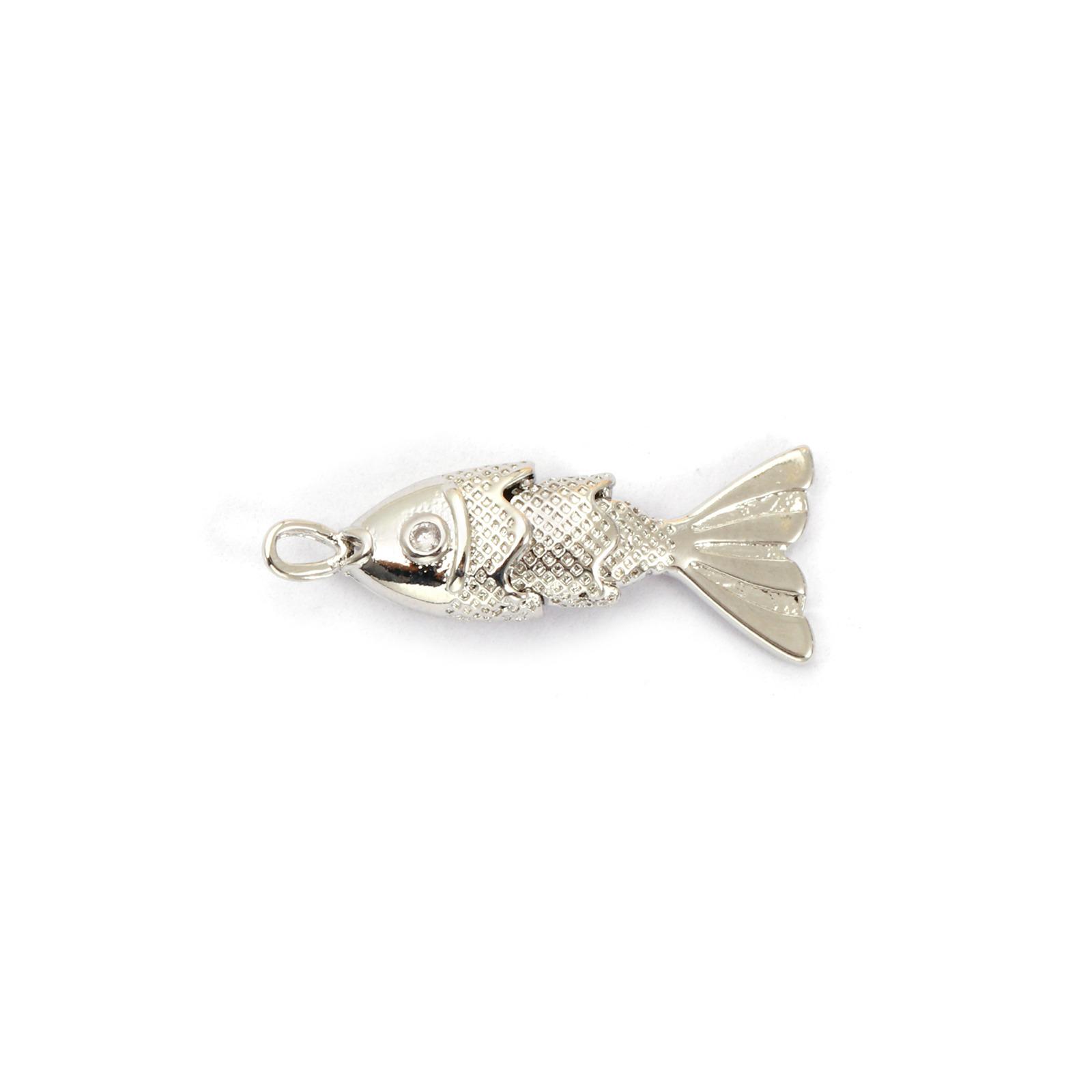 

1 Piece Movable Brass Ocean Fish Jewelry Charms Clear Cubic Zirconia Pendant For DIY Necklace Making Findings