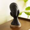 Spellbound Black Ecomix Handcrafted Face Sculpture - Sustainable Modern Art Decor Accent