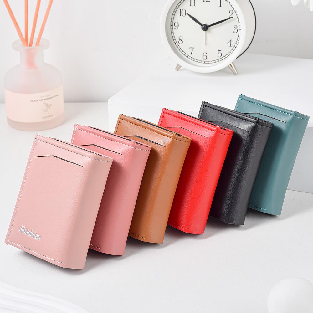 Id Card Holder Automatically Ejects Men's Card Bag Three Fold Casual Women's Mini Wallet