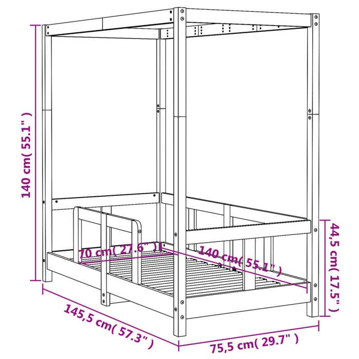 VidaXL Cadre de Lit pour Enfants, Lit Simple avec Sommier à Lattes, Meuble de Chambre à Coucher, Scandinave, Marron 70x140 834510
