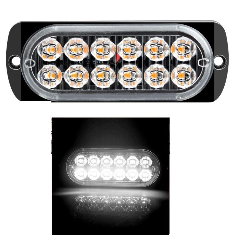 12 Led Strobe Side Warning Light Strobe Flashing Lightbar Car Truck Beacon Lamp Amber Yellow White Traffic Light 12V - 24V