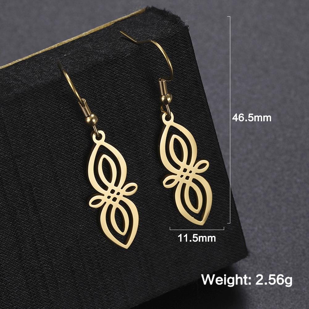 LIKGREAT Stainless Steel Celtic Infinity Knot Dangle Earrings for Women Lady Elegant Hook Charms Good Luck Jewelry New Year Gift