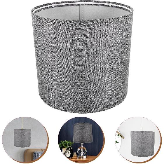 DOITOOL Home Decor Lamp Shade for Table Lamps, Drum Lamp Shade, Replacement Small Natural Linen Lampshades Spider Fitter (Grey) Small White Desk