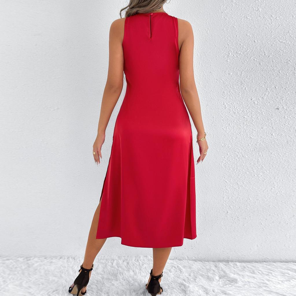 Damska Letnia Sukienka Codzienna Warstwowa Bez Rękawów Sukienki Letnie Stroje na Wakacje na Plaży