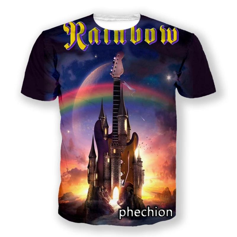 

Phechion Нова мода для чоловіків/жінок Rainbow Rock Band Футболка з короткими рукавами з 3D-принтом Повсякденна футболка Спортивні літні топи в стилі хіп-хоп L18 3XL