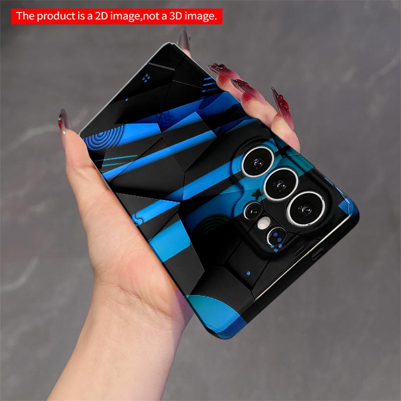 2DFlat Samsung phone case Blue Geometric Tech Pattern Phone Case Applicable to Galaxy S22 S23 S24 S25ULTRA S26 A12 A13 A14 A15 A16