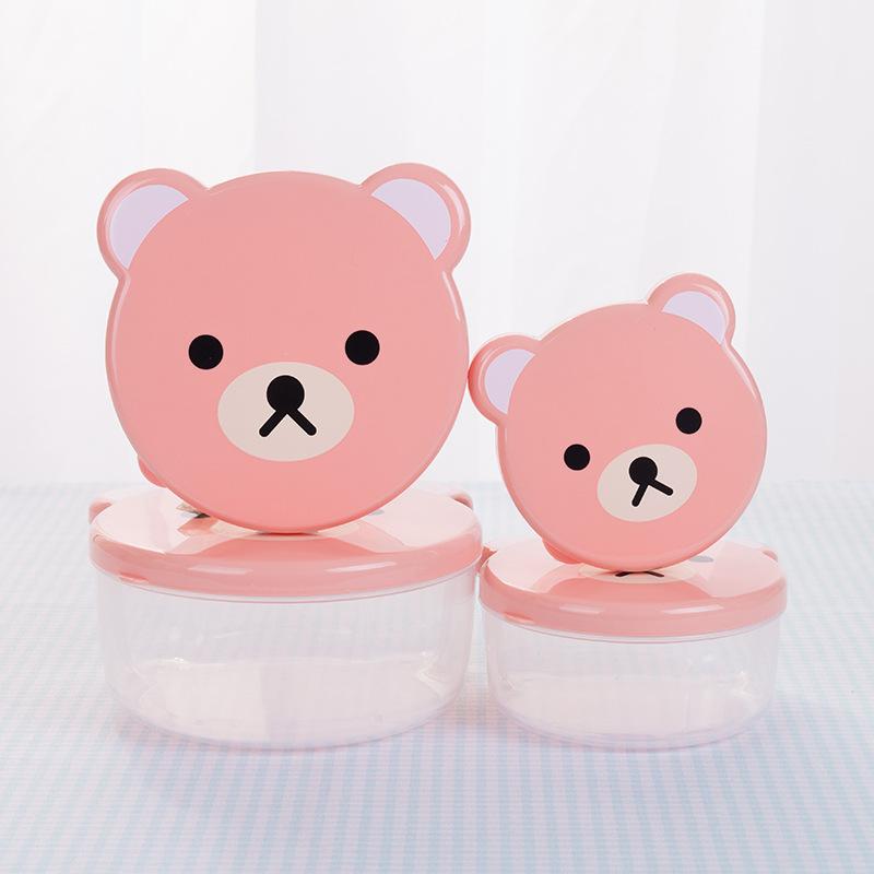 4pcs/set Children Plastic Bento Box Cartoon Print Japanese Outdoor Food Storage Container Kids Student Microwave Lunch Utensils