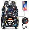 Anime Skull Print Large Capacity Backpack for Teens Students Casual Travel Daypack Lightweight Waterproof