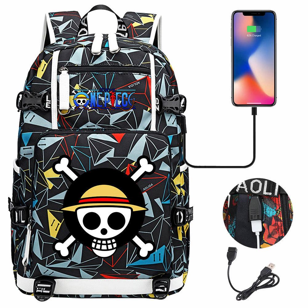 Anime Skull Print Large Capacity Backpack for Teens Students Casual Travel Daypack Lightweight Waterproof